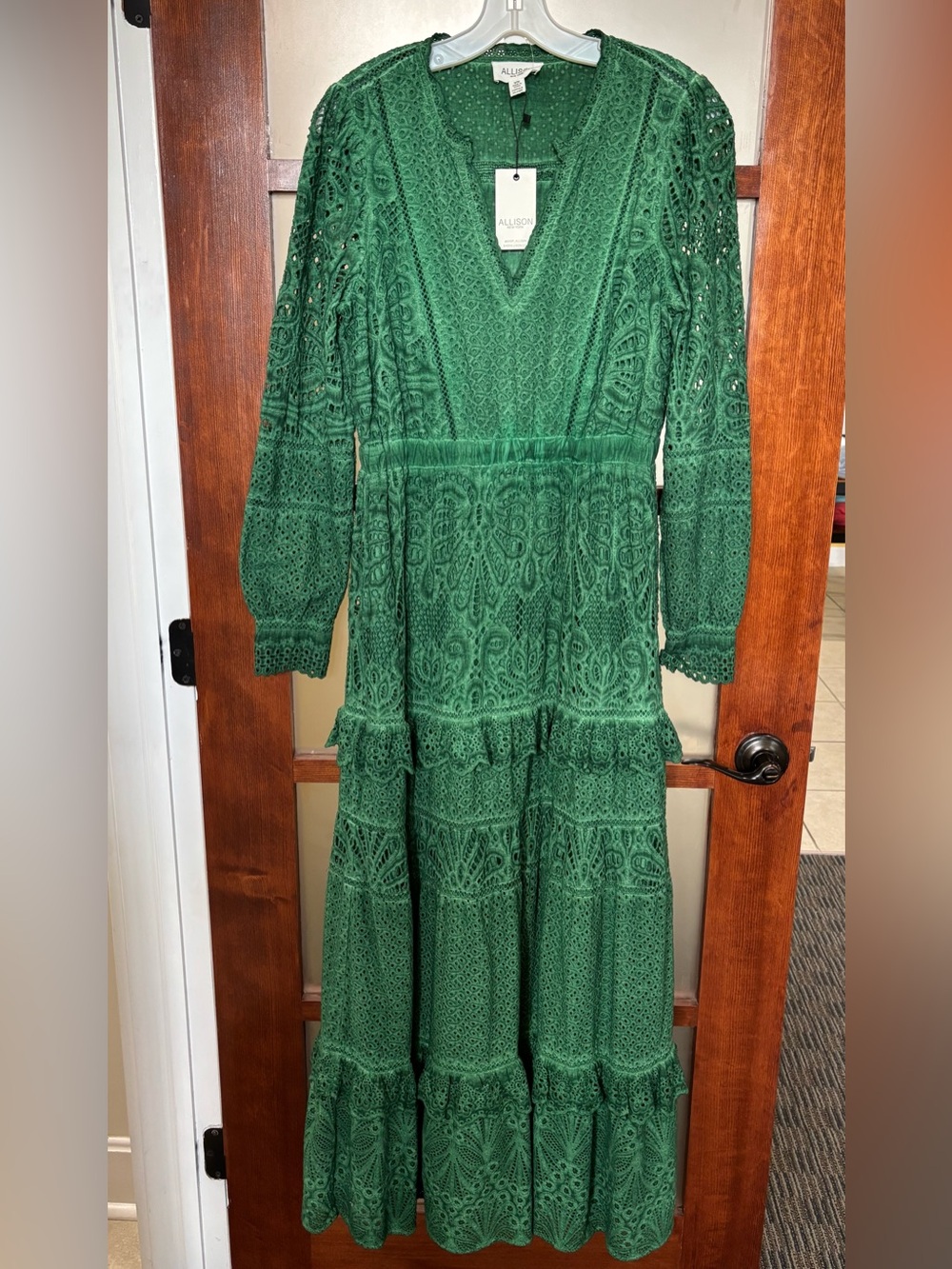 Allison New York Green Lace Tiered Maxi Dress
